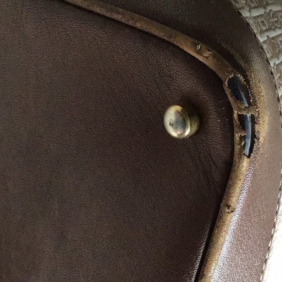 Judith Leiber brown leather/fabric hand bag - Picture 4 of 12